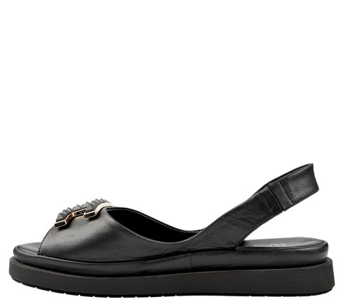 Sandale casual, dama, ANNA VIOTTI, D30-10 negru, piele naturala